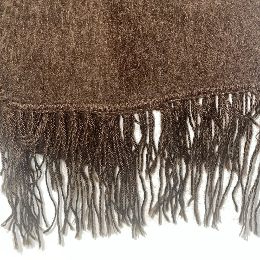 Alpaca Camargo Peru Chocolate Brown Scarf Fringe Soft Cozy Neutral Classic